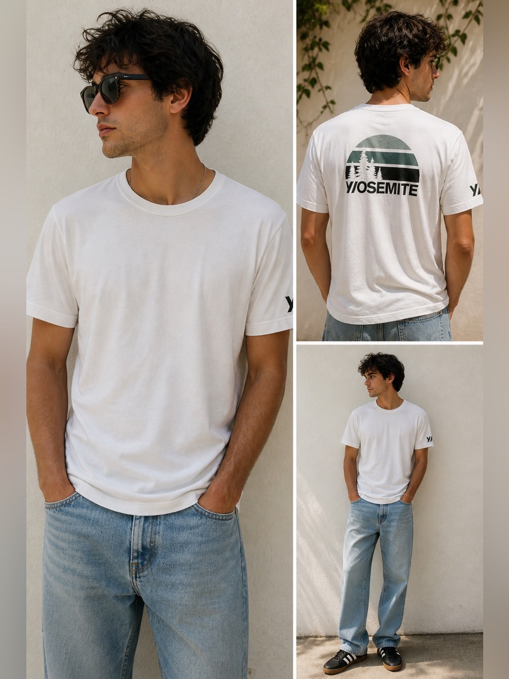 Yosemite Graphic T-Shirt Men’s Small White Minimalist Outdoor Nature Tee USA